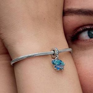 Blue Murano Glass Elephant Dangle Charm