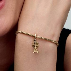 Paris Eiffel Tower Lab-Grown Diamond Engravable Double Dangle Charm