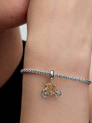 Two-tone Spinning Wheels Bicycle Dangle Charm