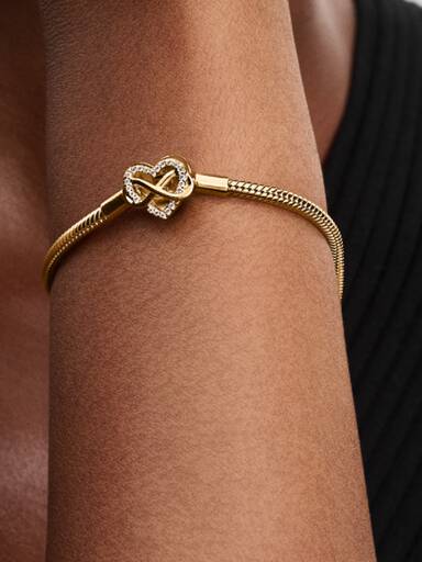 Sparkling Infinity Heart Clasp Snake Chain Bracelet