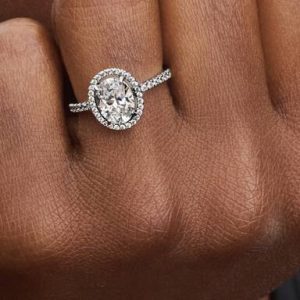 Oval Sparkling Halo Statement Ring
