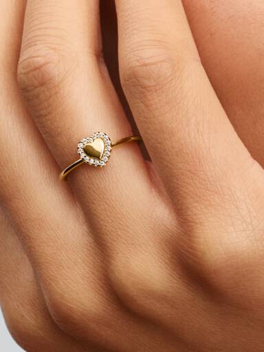 Engravable Heart Halo Ring