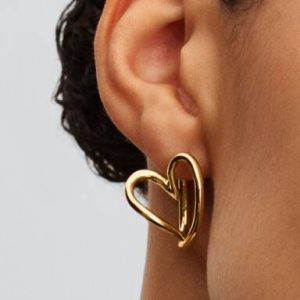 Organically Shaped Heart Hoop Earrings