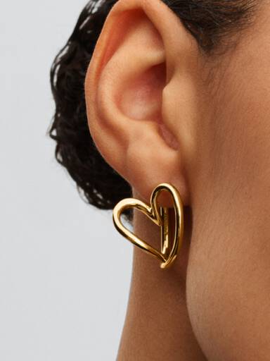 Organically Shaped Heart Hoop Earrings
