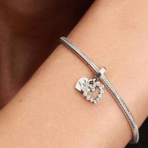 Sparkling Heart Double Dangle Charm