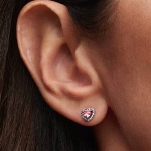 Elevated Pink Heart Stud Earrings