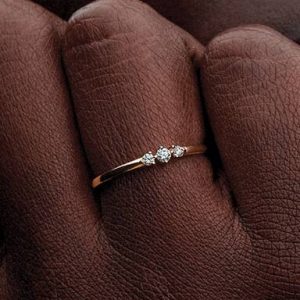Pandora Era 14k Gold Lab-grown Diamond Triple Stone Ring
