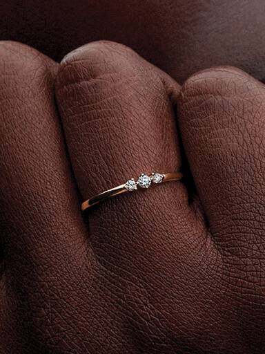 Pandora Era 14k Gold Lab-grown Diamond Triple Stone Ring