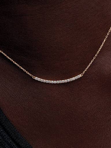 Pandora Era 14k Gold Lab-grown Diamond Pavé Bar Necklace