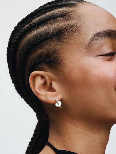 Heart Open Hoop Earrings - Image 3