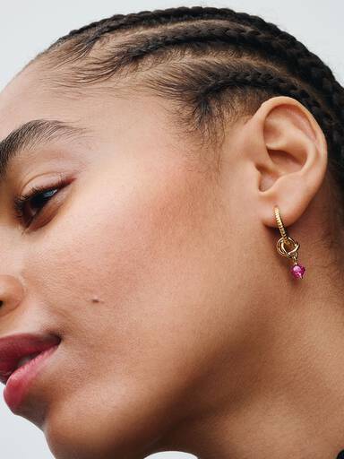 Pandora Moments Small Charm Hoop Earrings - Image 3