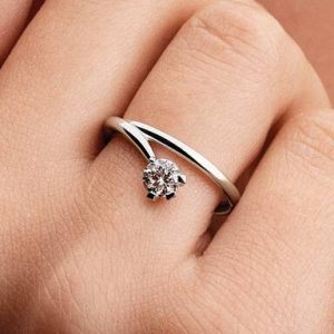 FINAL SALE - Pandora Nova 14k White Gold Lab-grown Diamond Asymmetric Ring