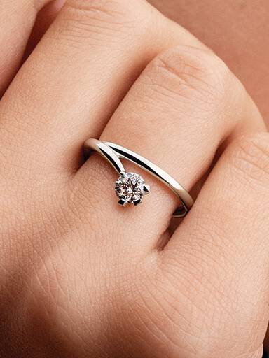 FINAL SALE - Pandora Nova 14k White Gold Lab-grown Diamond Asymmetric Ring
