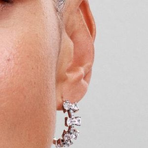 Sparkling Bow Row Hoop Earrings