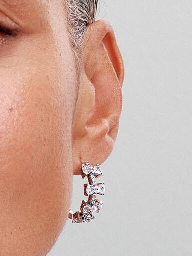 Sparkling Bow Row Hoop Earrings
