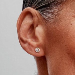 Round Pavé Halo Stud Earrings