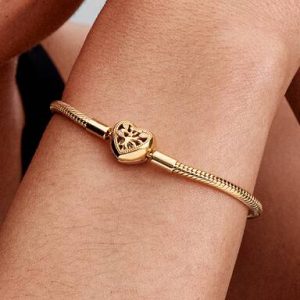 Family Tree Heart Clasp Snake Chain Bracelet