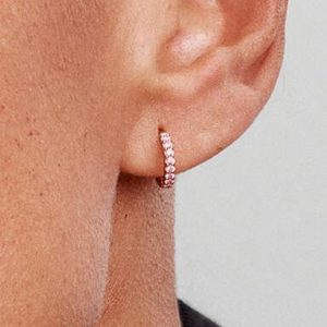 Sparkling Pink Huggie Hoop Earrings