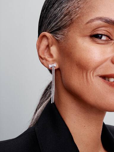 Pavé Bow Drop Earrings - Image 3