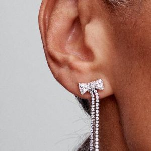 Pavé Bow Drop Earrings