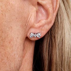 Sparkling Bow Stud Earrings