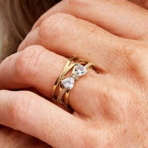 Sparkling Bow & Crossover Band Ring