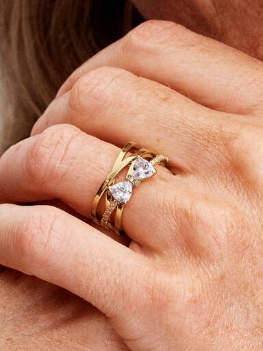 Sparkling Bow & Crossover Band Ring