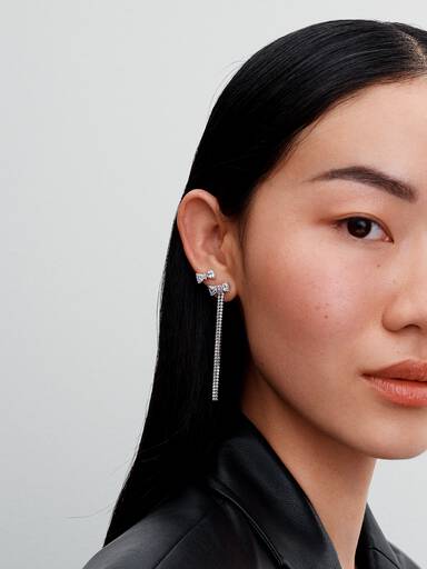 Pavé Bow Drop Earrings - Image 5