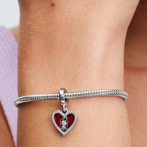 Red Heart & Keyhole Double Dangle Charm