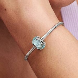 Winter Blue Snowflake Murano Charm