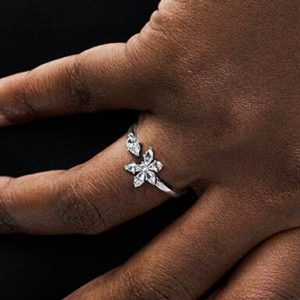 Sparkling Herbarium Cluster Open Ring