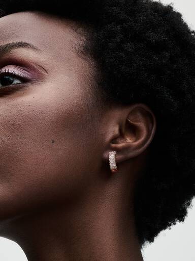 FINAL SALE - Pandora Timeless Pavé Double-row Hoop Earrings - Image 3