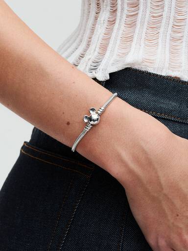 Disney Mickey Mouse Clasp Moments Snake Chain Bracelet - Image 3