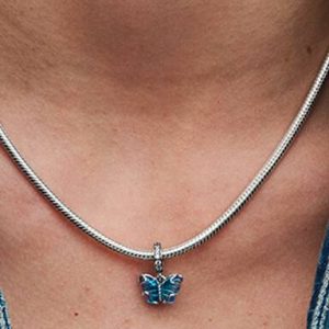 Blue Murano Glass Butterfly Dangle Charm