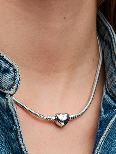 Pandora Moments Heart Clasp Snake Chain Necklace