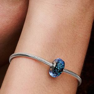 Wavy Dark Blue Murano Glass Ocean Charm