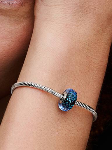 Wavy Dark Blue Murano Glass Ocean Charm