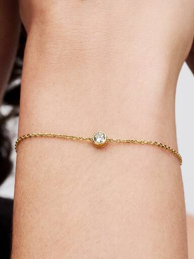 Pandora Era Bezel 14k Gold Lab-grown Diamond Chain Bracelet