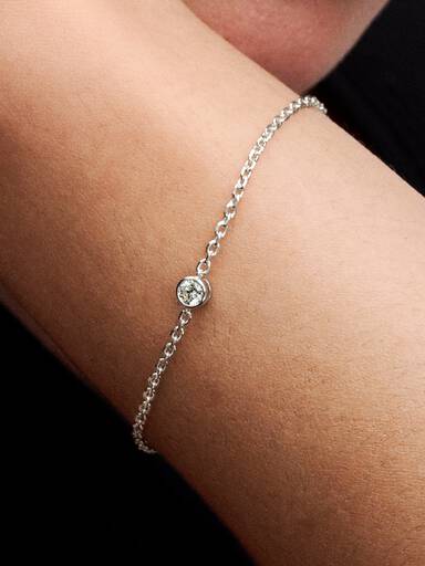 Pandora Era Bezel Sterling Silver Lab-grown Diamond Chain Bracelet