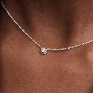 Pandora Era Bezel Sterling Silver Lab-grown Diamond Pendant Necklace