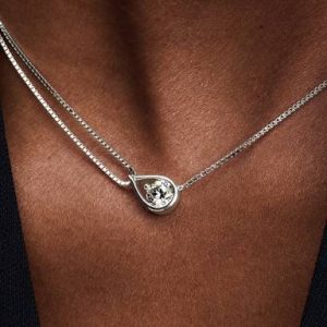 FINAL SALE - Pandora Infinite 14k White Gold Lab-grown Diamond Double Chain Collier Necklace