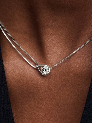 FINAL SALE - Pandora Infinite 14k White Gold Lab-grown Diamond Double Chain Collier Necklace