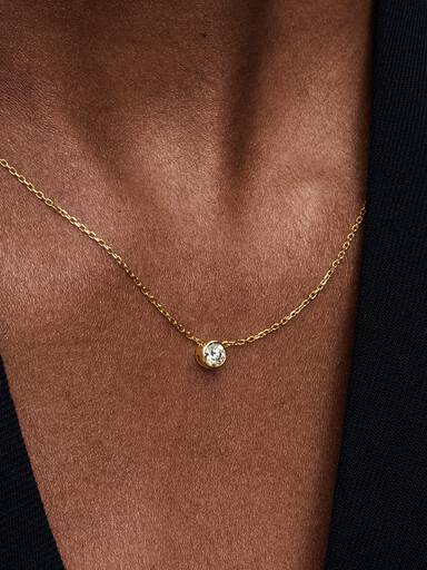 Pandora Era Bezel 14k Gold Lab-grown Diamond Pendant Necklace
